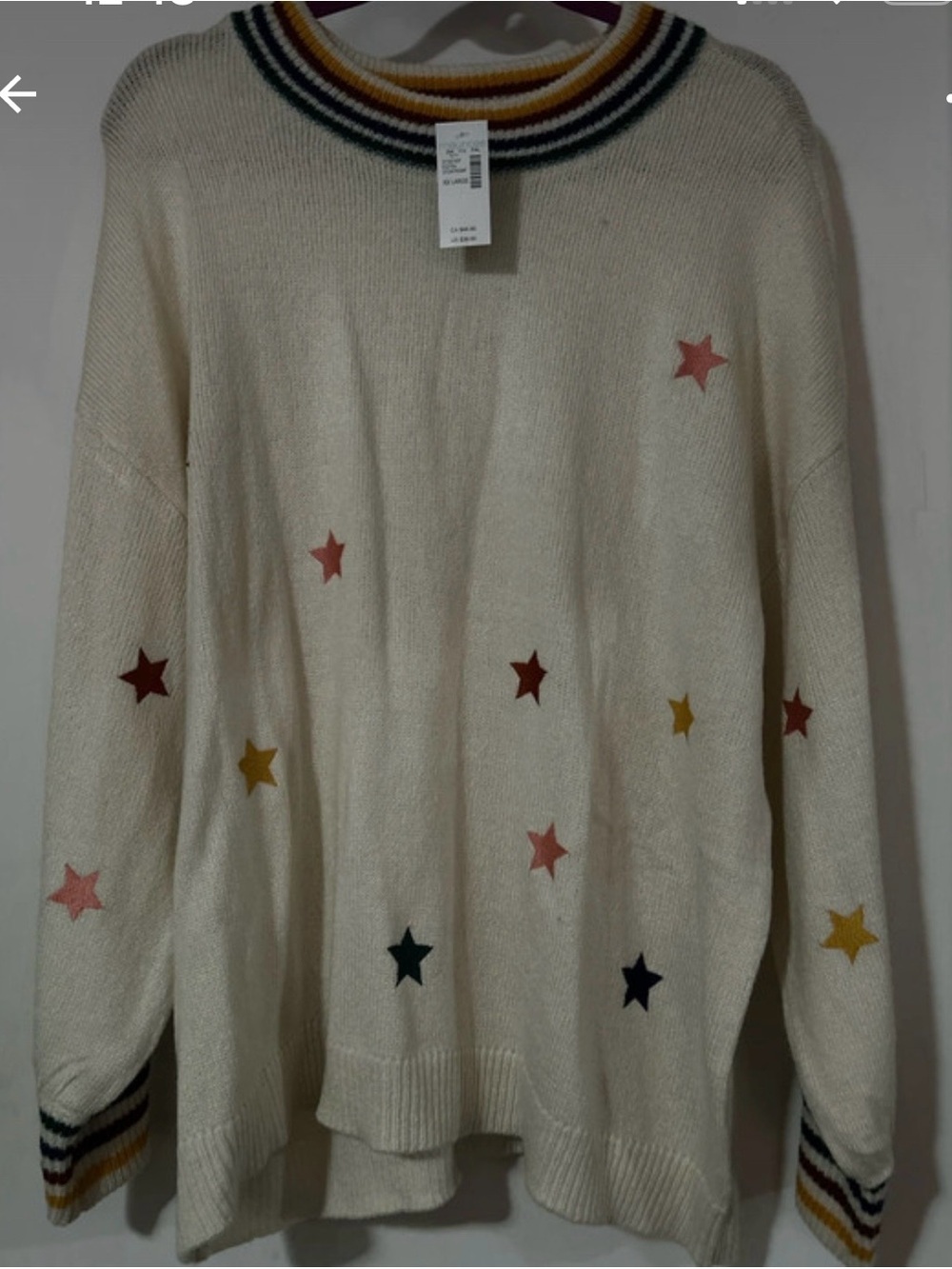 Maurices Cream Rainbow Star-Pattern Knit Sweater - Women's Cozy Pullover